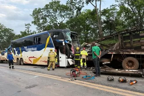 Acidente entre ônibus e carreta deixa três mortos na BR-365, em Buritizeiro