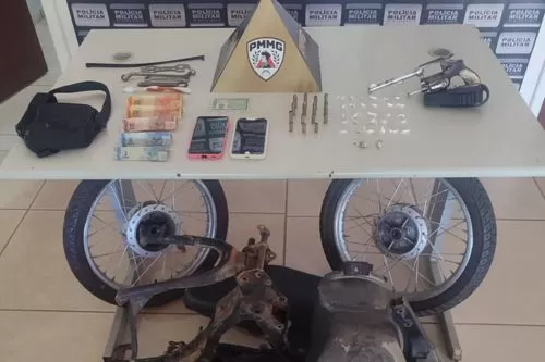Adolescente é apreendido com arma, drogas e peças de motocicleta furtada em Várzea da Palma