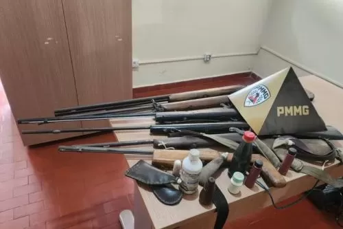 Polícia Militar de Meio Ambiente apreende seis armas em operação contra caça ilegal em Curral de Dentro