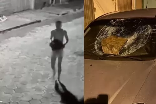 Homem arremessa pedras, causa danos a casas e carro e foge em Salinas