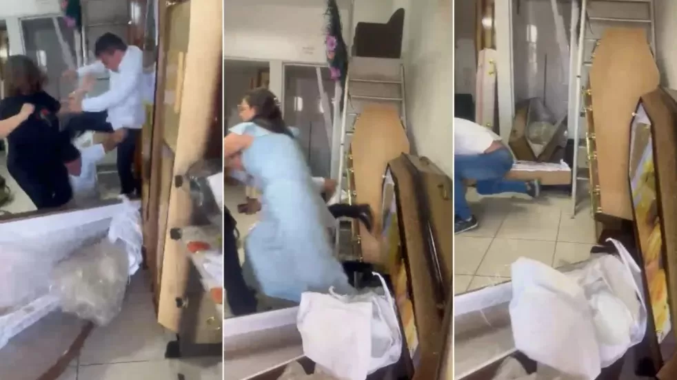 VÍDEO: cobrança extra por tamanho de caixão termina em briga dentro de funerária em MG