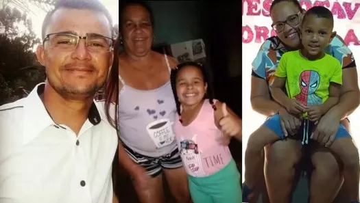 Donizete (motorista), Ramira e a neta Izabelle, Jane e o filho Enzo — Foto: Montagem/g1