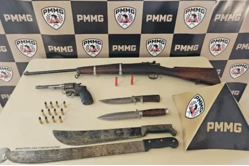 Armas são apreendidas e suspeito é preso após ocorrência na zona rural de Felixlândia