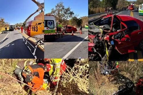 ATUALIZAÇÃO: Acidente frontal entre dois veículos deixa duas pessoas mortas e duas feridas na MGC-135, em Joaquim Felício