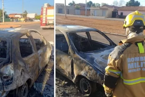 Incêndio em carro mobiliza moradores e exige ação rápida em Capitão Enéas