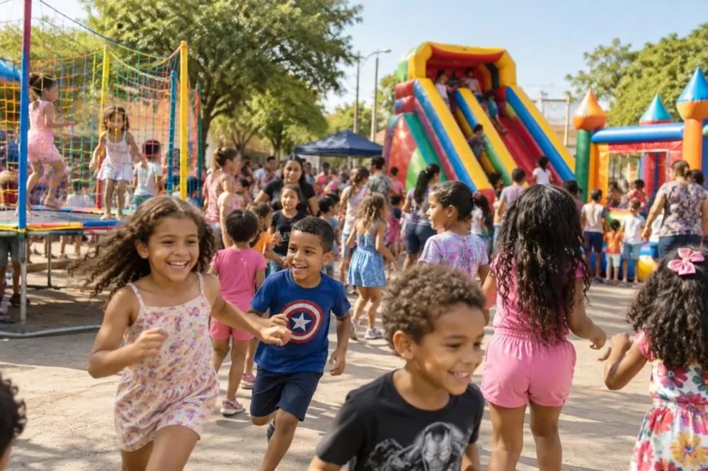 Festa das Crianças em Monjolo começou nesta sexta-feira às 12:30h e segue durante toda a tarde