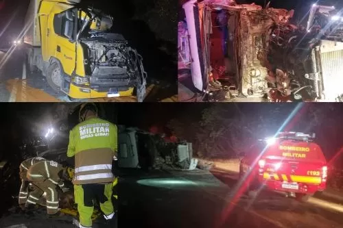 Colisão entre duas carretas deixa motoristas feridos e interdita BR-251 em Francisco Sá