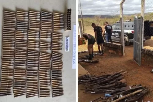 Munições e armas foram destruídas — Foto: Montagem/g1