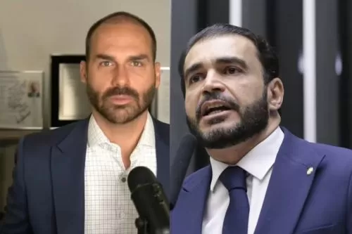 Foto: Eduardo Bolsonaro (PL-SP) e deputado Delegado Marcelo Freitas (União Brasil-MG) / montagem